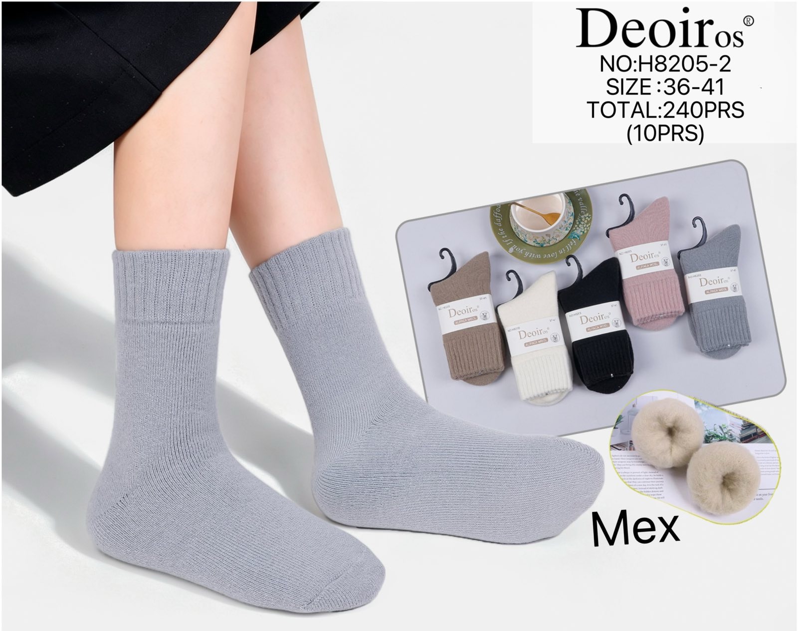 Шкарпетки термо DEOIR р.37-41 середньої висоти вовна альпаки (H8205-2)